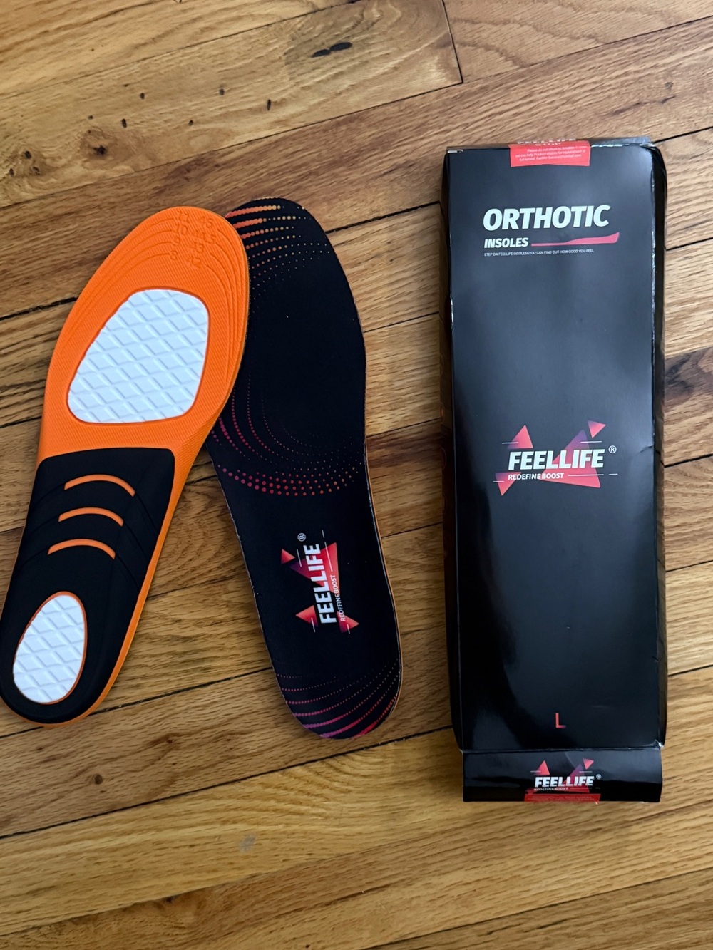 FEELLiFE Orthotic Insoles - Black & Orange